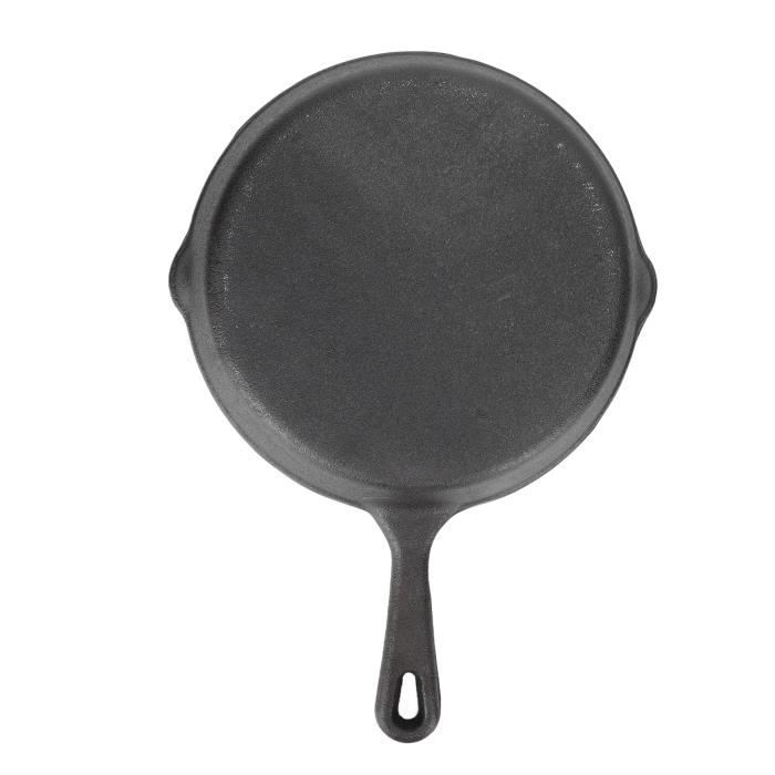 Poêle ronde en fonte (poêle pré-assaisonnée avec poignée en silicone
