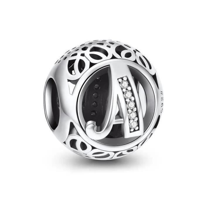 Charm Lettre I En Argent 925/1000 - Fermoir Mousqueton - Bijoux Personnalisable - Dimensions 1,5x0,9 Cm