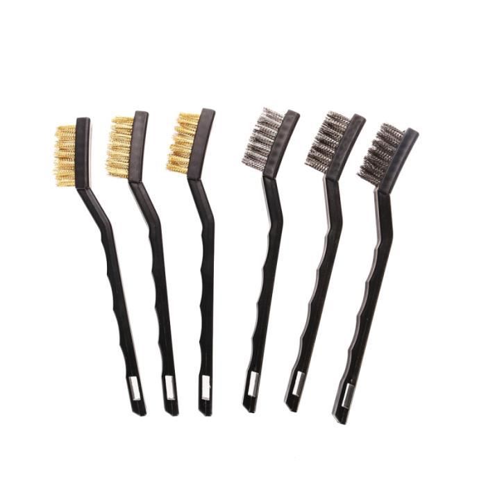 Jeu De 12 Brosses Métalliques Miniatures - Nylon, Laiton, Acier Inox Pour Nettoyage Soudure, Rouille, Poussière