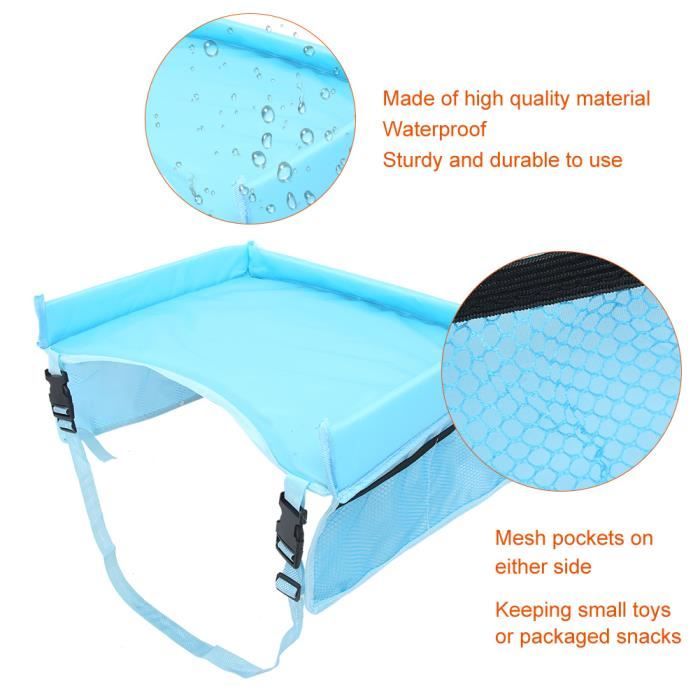 Plateau De Table Pour Siège Auto Enfant - 42x32x8 Cm, Fibre + Tissu Oxford, Avec Sangles Réglables - Pour Voyages, Repas, Jeux - 12