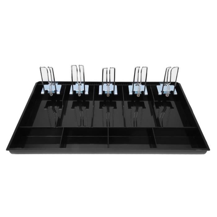 Plateau à Billets Pour Caisse - 4 Compartiments Billets + 3 Pièces, Clip Métal, ABS (33 Cm, Rose/noir/blanc)