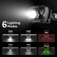 2 PACK Lampe Frontale,1300lux LED Lampe Frontale LED Ultra Puissante, 6 Modes d'éclairage, IPX4 Étanche Pour-1