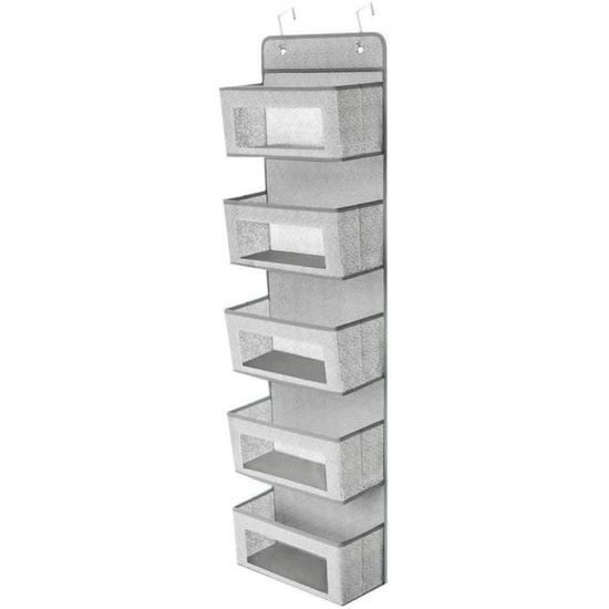 Chostky Lot de 5 sacs de rangement muraux, pour armoire murale, 3 poches étanches, couleur lin avec 5 crochets, pour chambre à coucher, salle de bain Chostky Lot de 5 sacs de rangement muraux, pour armoire murale, 3 poches étanches, couleur lin avec 5 crochets, pour chambre à coucher, salle de bain