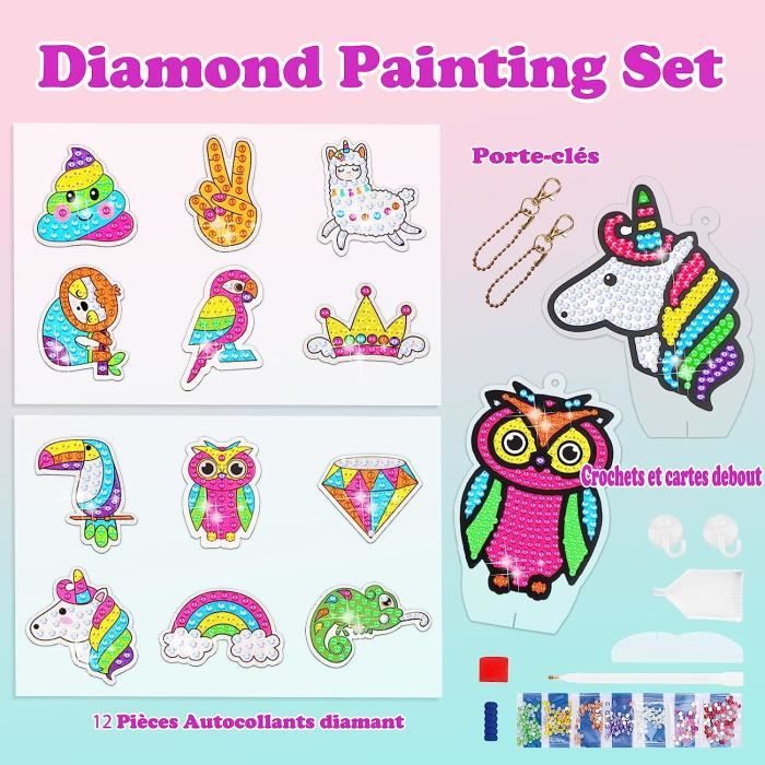 AUREUO Kit de peinture diamant pour enfants avec 10 autocollants