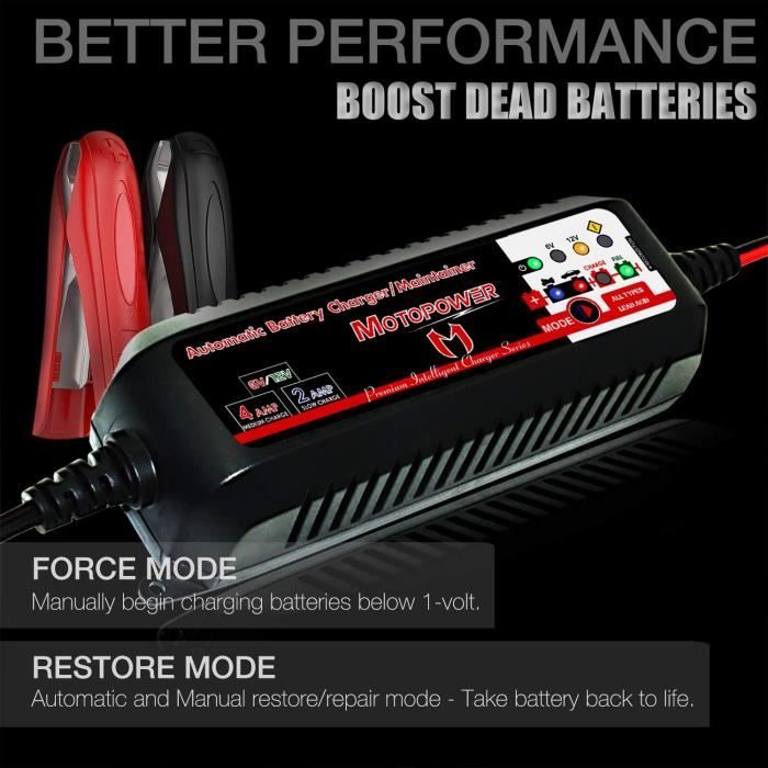MOTOPOWER — chargeur intelligent de batterie 12V de voiture