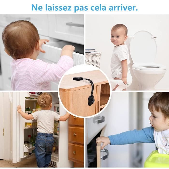 Lot de 6] Bloque Porte Enfant Bébé Verrouillage Sécurité, Pour Tiroir, Porte,  Armoires, Frigo, Toilette, Facile à Installer - Cdiscount Puériculture &  Eveil bébé