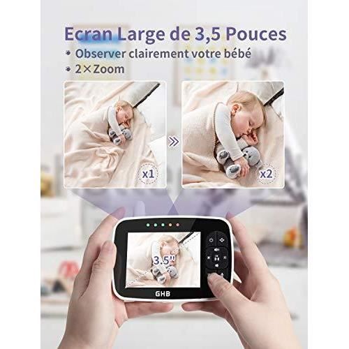 GHB Bébé Moniteur Babyphone Caméra 3,5 Inches LCD Rotation de 350