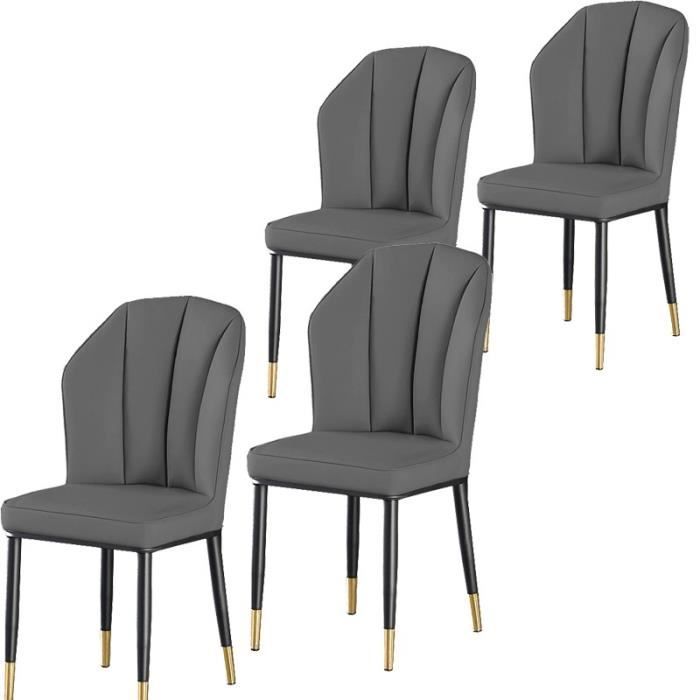 Lola - lot de 4 chaises simili cuir gris surpiqures carreaux - Conforama