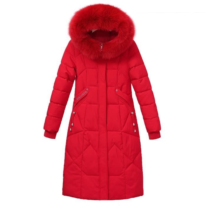 Doudoune Femme Longue Marque Inconnue Rouge Veste en Duvet
