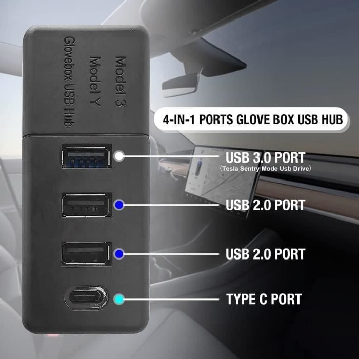 Station d'accueil HUB USB Tesla HUB 3.0 4 en 1 Améliorée dans Une