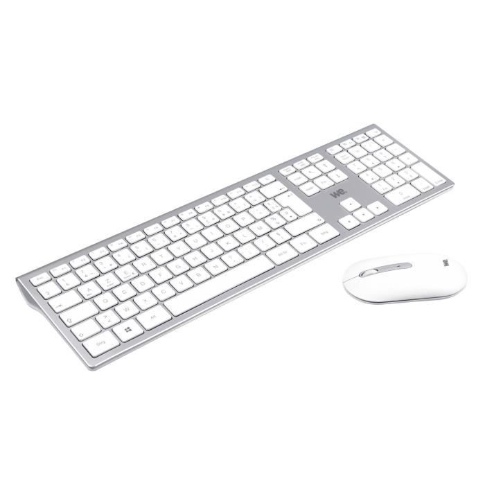 WE Bundle clavier souris sans fil rechargeable 2,4G BT Blanc - We
