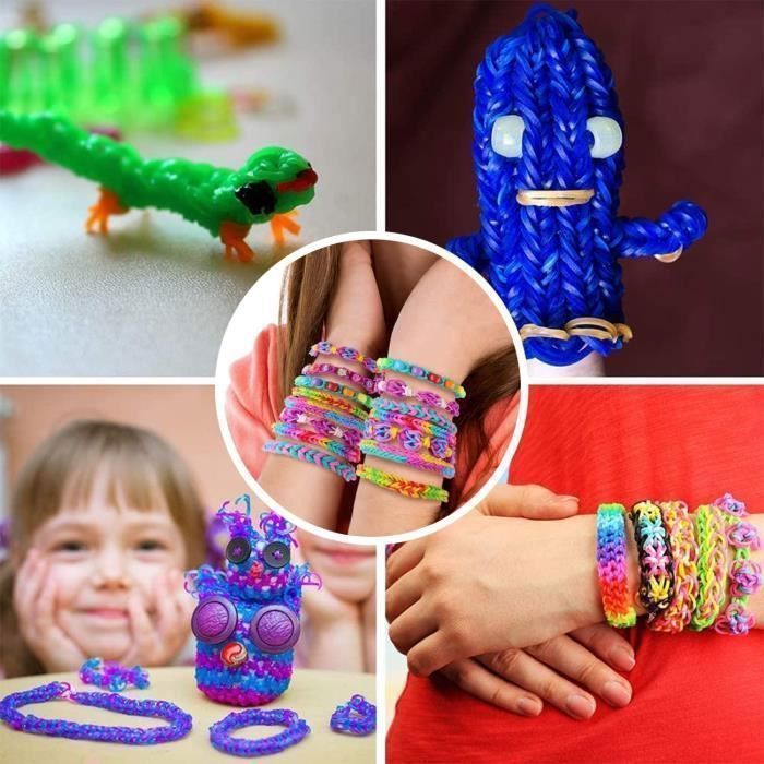 2500+ Elastique Bracelet Kit, 40 Grilles Bricolage Élastique Loom Bands Kit, Enf