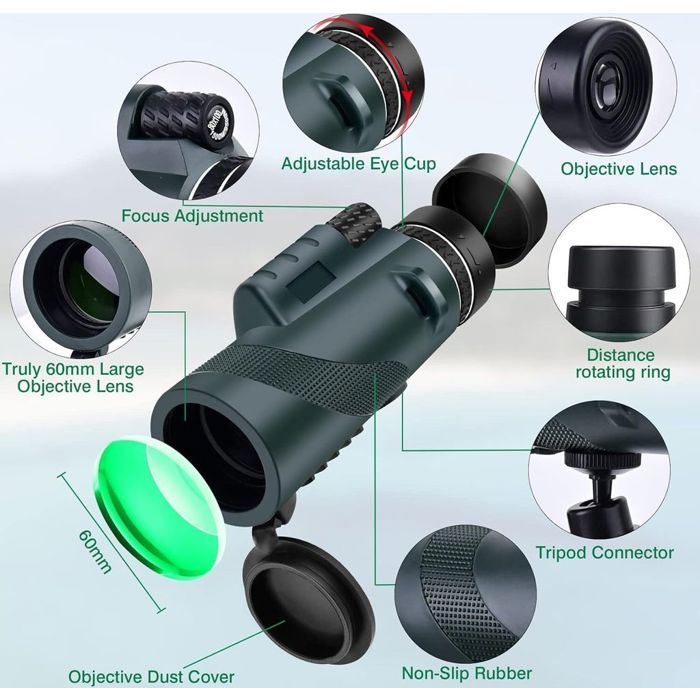 Télescope monoculaire - 80x100 - 80x - Objectif 100 mm - Prisme BAK-4 ...