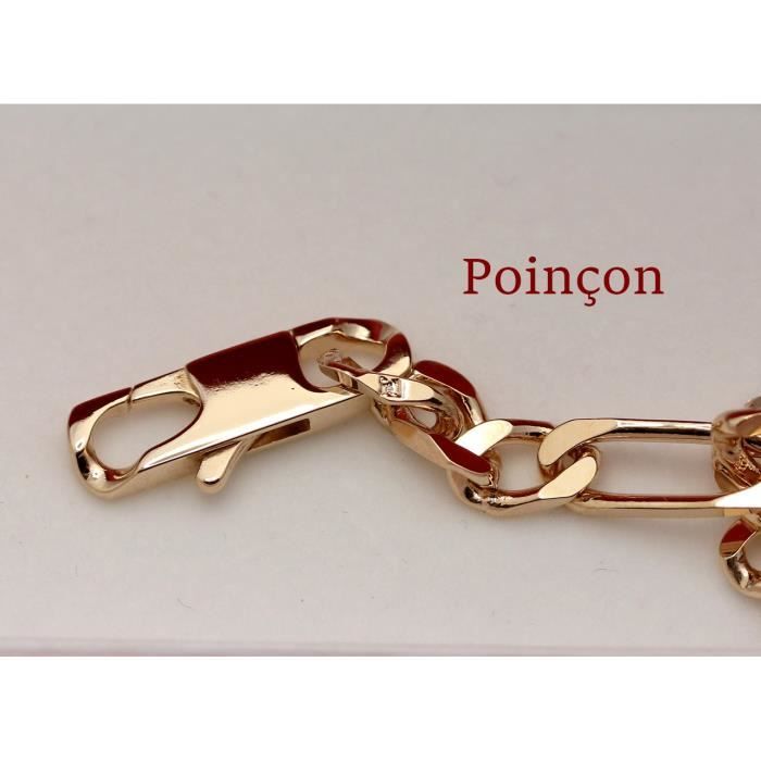 Bracelet gourmette pour homme en plaqué Or 18 carat véritable 21cm maille  figaro 6mm