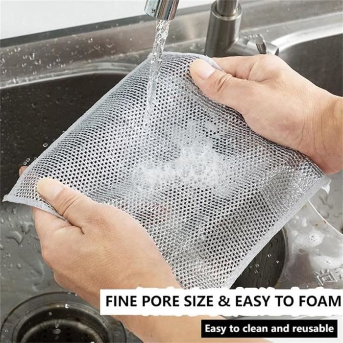 Chiffons à vaisselle en fil métallique polyvalent - Gants de  vaisselle,Chiffon à vaisselle polyvalent pour humide et sec, torchon  réutilisable pour
