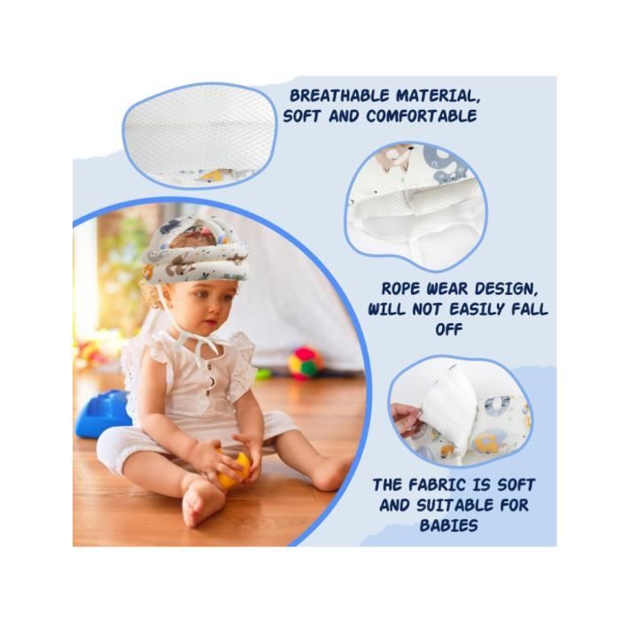 Casque Protection Bébé Anti-chute - Coton Respirant, Réglable 6-20 Mois, Pour Apprentissage Marche