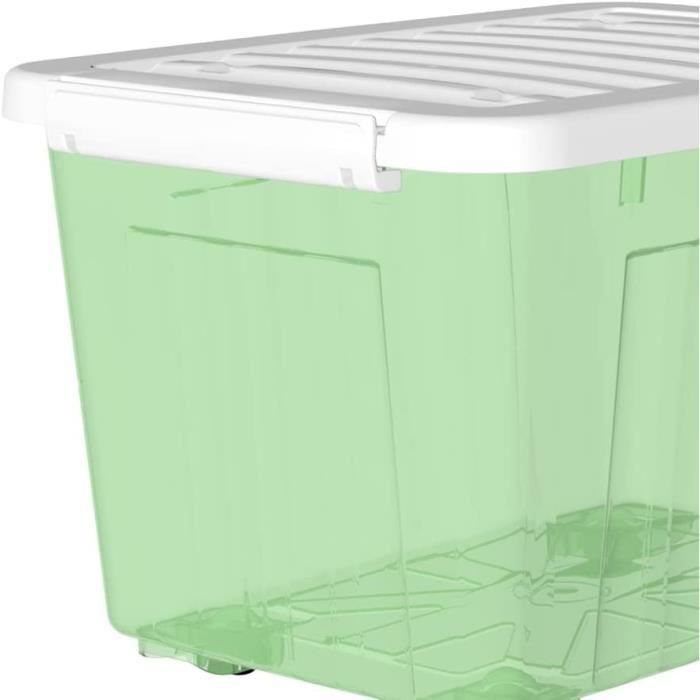 Lot De 6 Boîtes De Rangement Cetomo 35L Avec Couvercles - Empilables, Clipables, Roulettes - Gris - Pour Maison, Bureau, Garage