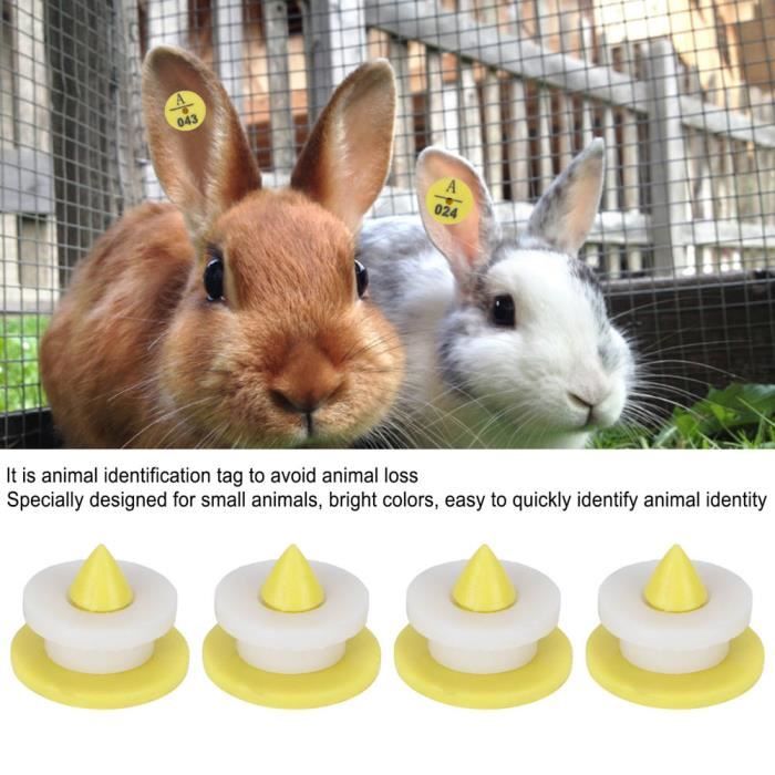 YOSOO Étiquette d'oreille de lapin 100pcs Étiquette d'Oreille Lapin  Marqueur d'Oreille de Chien de Nombre Carte d'Identification