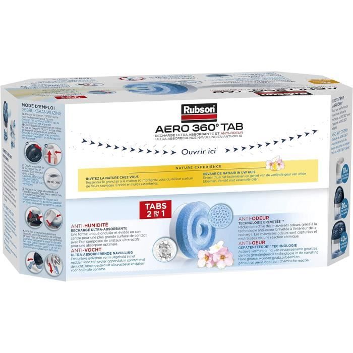 Recharges Tabs Rubson AERO 360° Parfum Lavande - 4x450g, Absorbeur Humidité Et Odeurs
