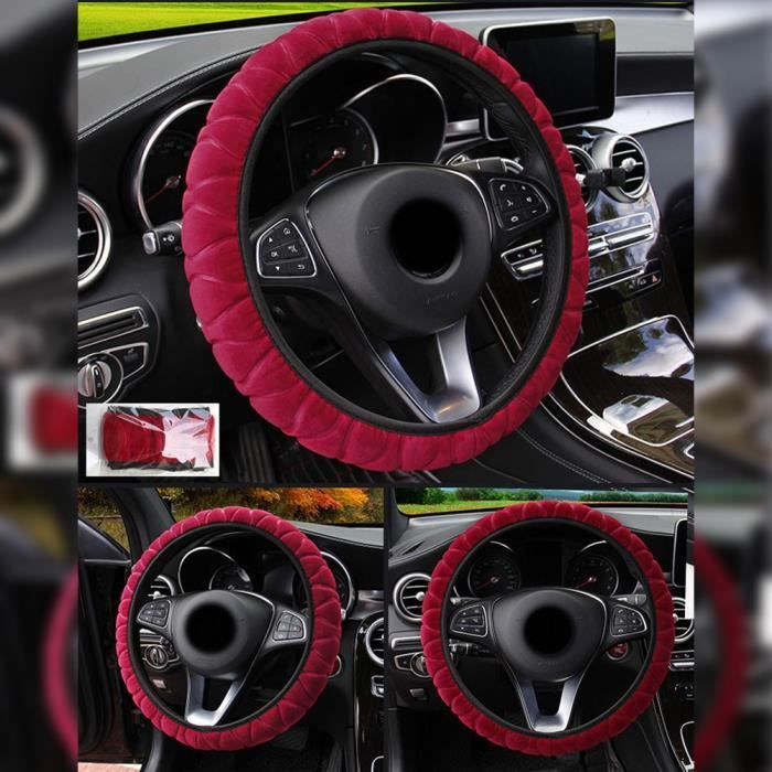 CarWorld 38 Cm Housses De Volant De Voiture étui Hiver Chaud Doux En Peluche Style Universel Accessoires Intérieurs Automobile Protecteur De Voiture