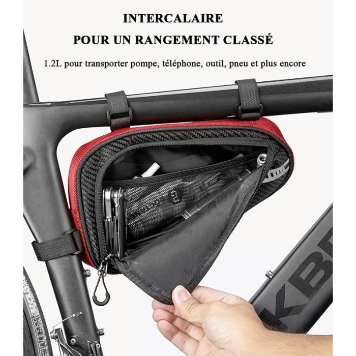 Sacoche De Cadre Vélo Rockbros – Pochette Triangulaire VTT/route – Étanche – 1,2L – Noir (occasion)