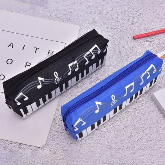 Ensemble 6 Pièces Trousse Crayons Coffret Papeterie Musical 6 Pièces - Trousse Piano, Crayons, Gommes, Règle - Cadeau école Ou Anniversaire Trousse Papeterie Musicale Enfant