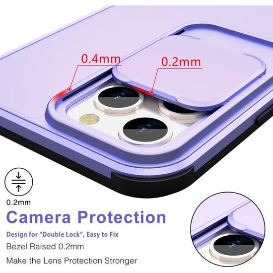 KMAEBGH Coque iPhone 13 Antichoc - Etui Protection Camera Protege Objectif  avec Cache Camera Coulissant Ultra Fine Slim avec Silicone Bumper Housse