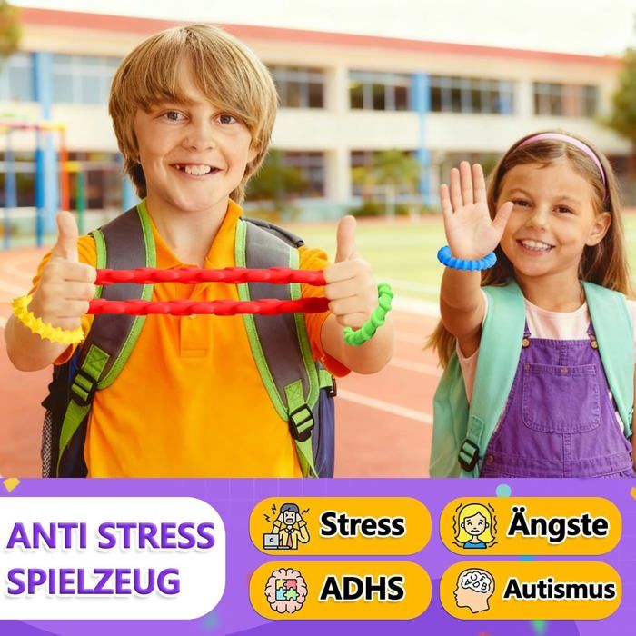 Lot De 4 Bracelets à Mâcher Sensoriels – Jouet Anti-stress TDAH, Autisme, Anxiété – Multicolore, En Silicone