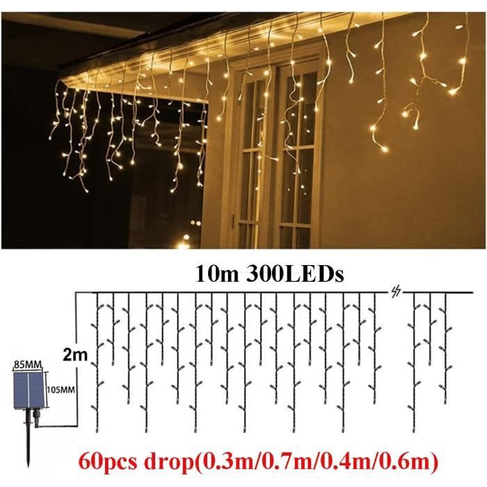 Guirlande Lumineuse Extérieur Cascade 400 Microled Blanc Chaud 8 Jeux De Lumière - Décoration de