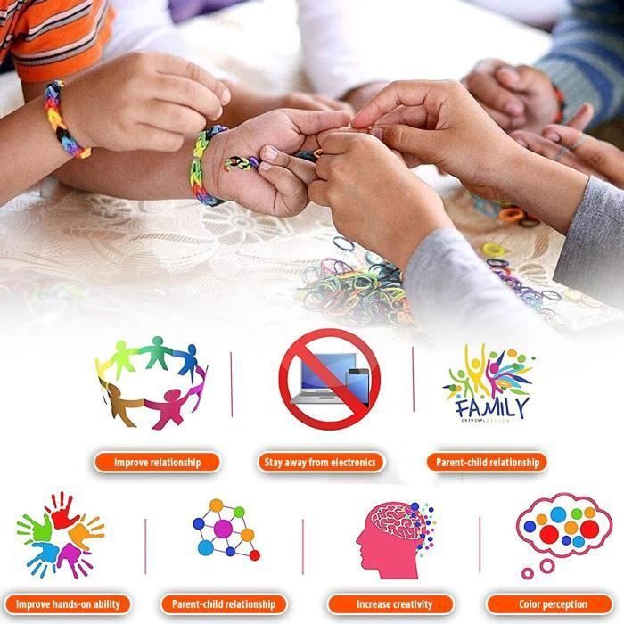 Kit élastiques Bracelets 3800 Pièces - 40 Couleurs, Avec Métier à Tisser, Perles, Pendentifs, Boîte