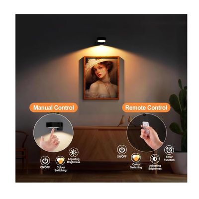 Lot de 3 lampes murales pour tableau à piles, lumières artistiques pour peintures sans fil, 13 modes d'éclairage avec télécommande à intensité variable et minuterie, pour sculpture/cadre/décoration