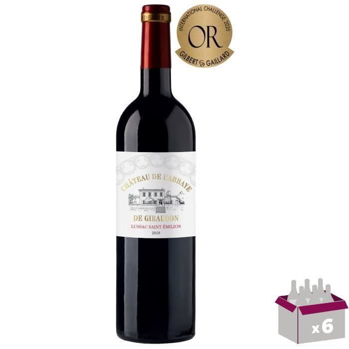 Château de L'Abbaye de Giraudon 2018 Lussac St Emilion - Vin rouge du Sud Ouest x6