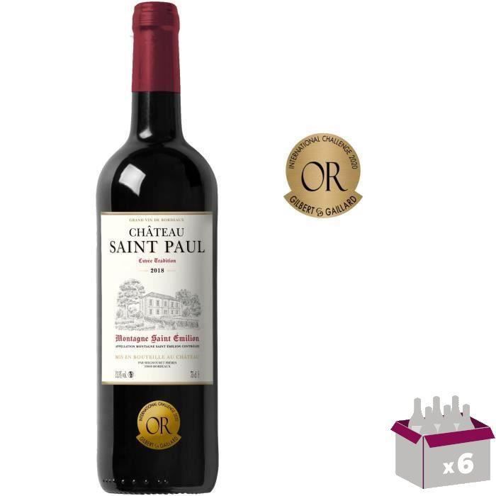 Château Saint Paul Cuvée Tradition 2018 Montagne Saint-Emilion - Vin rouge de Bordeaux x6