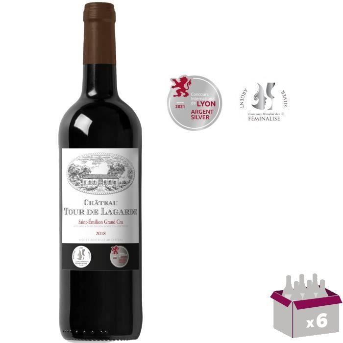 Château Tour de Lagarde 2018 Saint-Emilion Grand Cru - Vin rouge de Bordeaux x6