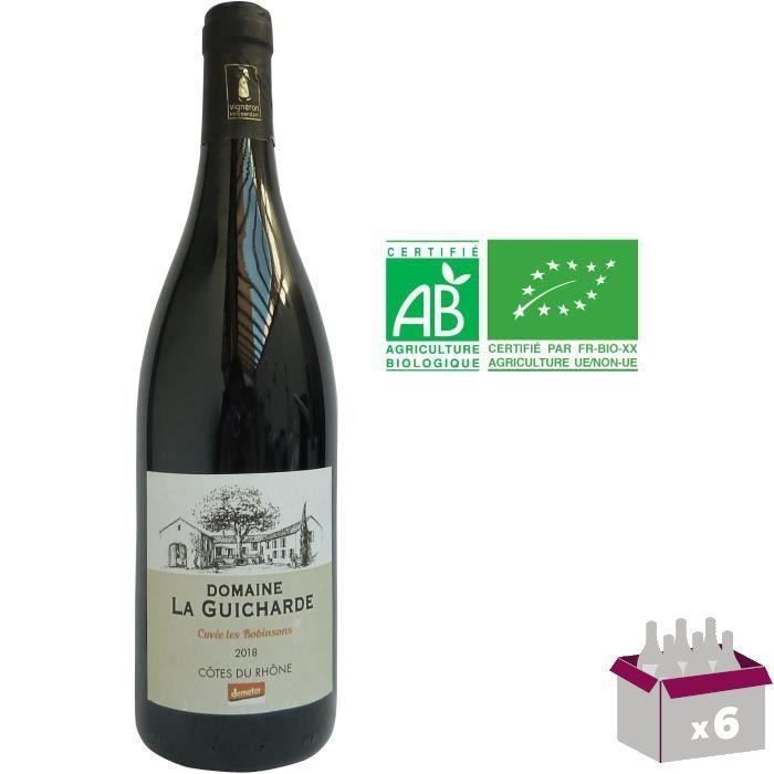 Domaine la Guicharde Cuvée Les Robinsons 2018 Côtes-du-Rhône - Vin rouge de la Vallée du Rhône - Bio x6