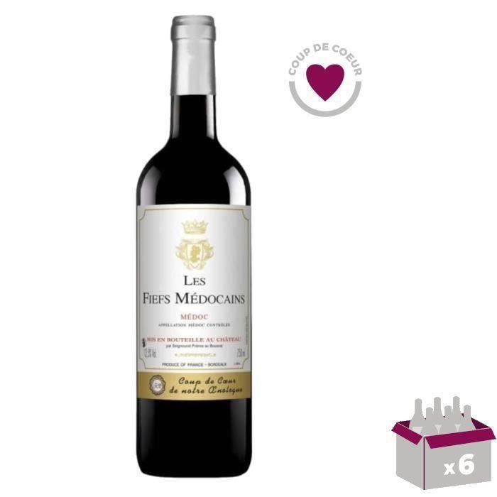 4 achetées + 2 offertes - Les Fiefs Médocains 2018 Médoc - Vin rouge de Bordeaux