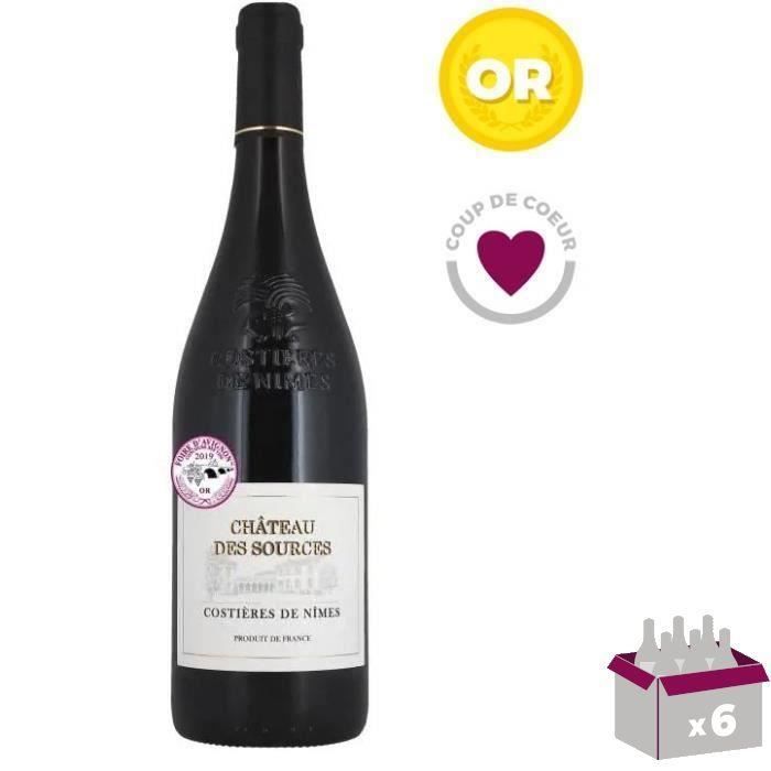 Château des Sources 2018 Costières de Nîmes - Vin rouge des Côtes du Rhône x6