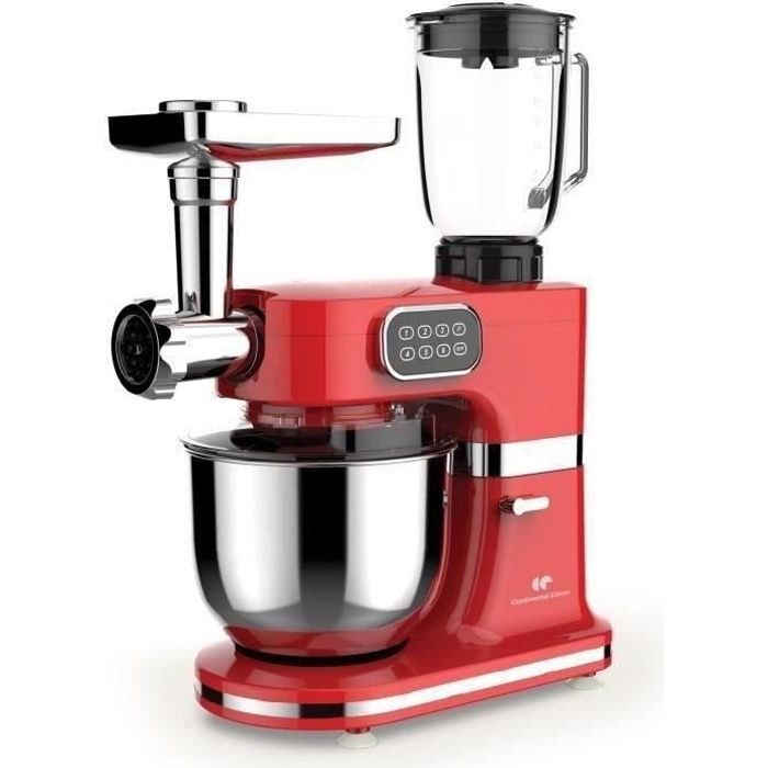 Robot pâtissier multifonction CONTINENTAL EDISON - Rouge - 1000 W