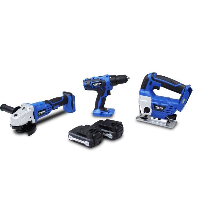 HYUNDAI Pack perceuse, meuleuse d'angle, scie sauteuse - 18 V