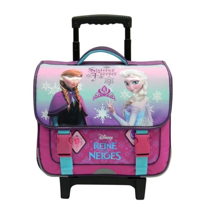 LA REINE DES NEIGES Cartable a Roulettes Enfant Fille Fushia Cdiscount