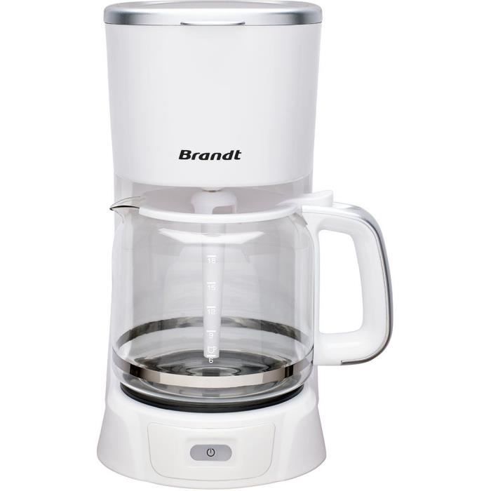 Cafetière électrique - BRANDT - CAF1318S - Blanc et Silver - 1,8 L - 1100 W - 18 tasses