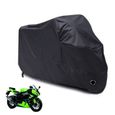 Housse de Protection pour Moto Polyester 190T Etanche Anti-UV, Couverture de Moto Anti-Poussière Noire - 265 * 105 * 125cm-0