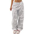 Pantalon de sport Cargo pour Femmes - Dioche - Taille basse avec cordon de lingerie - Blanc - Montagne - Fitness-0