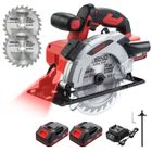 Scie circulaire laser sans fil 4000 RPM avec frein électrique, TEENO,2 * 2.0 AH batteries, 2X165mm lames