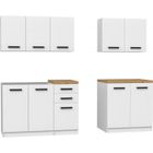 HUCOCO ANINE - Cuisine Complète Modulaire + Linéaire L 200 cm 6 pcs - Plan de travail INCLUS - Meubles armoires cuisine - Blanc/Chêne