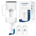 Wessper Carafe Filtrante en Verre + 3 cartouche, Carafe d'eau Capacité de 3 L, Filtres eau Compatible avec Brita Classic