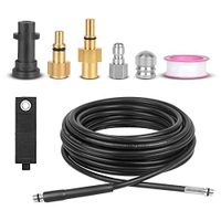 Qooltek 15M/50FT Pressure Washer Drain Pipe Hose Cleaning Kit Replacement for Karcher K Series, Adapter Compatible with Lavor, Bosch