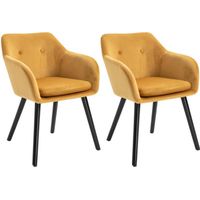 HOMCOM Chaises de Visiteur Design scandinave Lot de 2 chaises Pieds effilés Bois Assise Dossier accoudoirs ergonomiques Velours