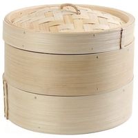 Bamboo Steamer 2 Tier 8 Pouces Dim Sum Basket Cuiseur à PâTes Riz avec Couvercle par Panier à Vapeur pour LéGumes
