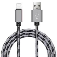 Chargeur pour iPhone 13 / 13 mini / 13 Pro / 13 Pro Max Câble USB Tressé Premium Renforcé Charge + Synchro Données Gris 1m